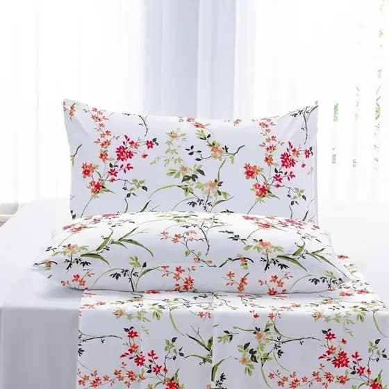 Jogo De Lençol Cama Queen 3 Peças Estampado Sortidos Toque Macio De Algodão 400 Fios