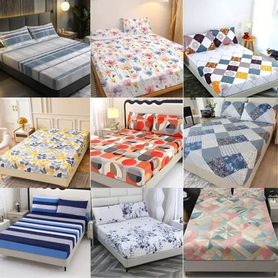 Jogo de Lençol Cama King 3 Peças Estampas Sortidas Toque Macio Com Elástico 400 Fios