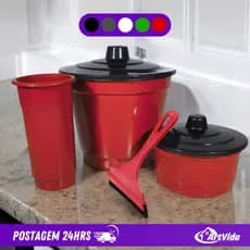 Kit Organizador de Pia 4 Peças Plástico - Lixeira, Porta Sabão, Porta Detergente e Rodinho - ArtVida