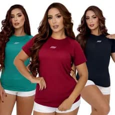 Kit 3 Blusas Academia Feminina Camiseta Dry Fit Tecido Leve Respirável Caminhada Treino Musculação