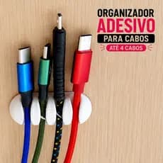 Organizador Adesivo para Cabos 4 Cabos Porta Cabos Setup Gamer Home Office PETG