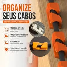 Organizador de Cabos Adesivo Universal Guia de Fios Porta Cabos Kit 6 Unidades