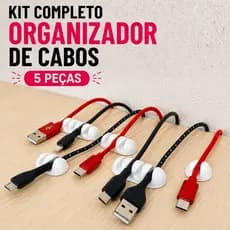 Kit Completo Organizador de Cabos 5 Peças Organizadores Adesivos PETG