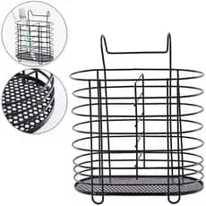 PORTA TALHER / ESCORREDOR DE TALHER ARAMADO OVAL COM 2 DIVISORIAS BLACK 18,5X15X11CM