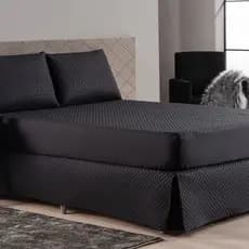 Kit Capa Protetor Impermeável Colchão com Saia Box e Porta Travesseiro 4 Peças: Casal Queen King