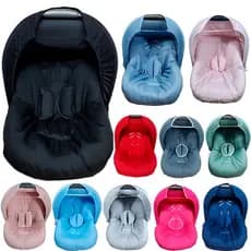 Kit 04 Peças Bebê Conforto + Protetores de Cinto e Capota Solar Menino Menina Rosa Azul Verde Preto Neutro - Promoção