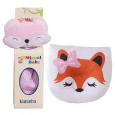 Kit Naninha + Travesseirinho Anatomico Paninho Anti Alérgico Para Bebê De Bichinho Com Porta Chupeta Tudo A Pronta Entrega 100% Algodão Vários Modelos De Bichinhos Diversos Melhor Preço Promoção Full Atacado Diversas Cores Raposinha Rosa 15