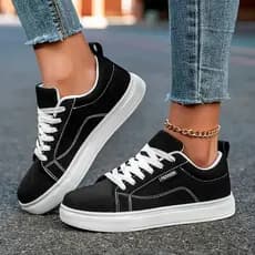 Tenis Skate Preto Leve Respirável Feminino Clássico Moda Casual