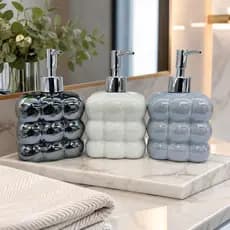 Porta Sabonete Líquido 425ml Cerâmica Elegante Lavabo Banheiro Decoração