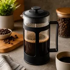 Prensa Francesa de Vidro 600ml Cafeteira Manual Filtro Inox Café Chá Leite Cozinha