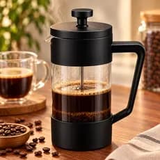 Prensa Francesa de Vidro 350ml Cafeteira Manual Filtro Inox Café Chá Leite Cozinha