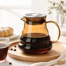 Jarra Vidro Âmbar Borossilicato 600ml com Tampa Café Chá  Cozinha Cafeteira Mesa Posta
