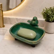 Saboneteira de Ferro Porta Sabonete Decorativa Passarinho Vintage Banheiro Lavabo