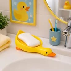 Saboneteira Patinho com Dreno Porta Sabonete Infantil Suporte para Sabão Banheiro