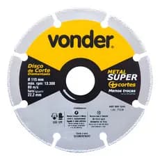 Disco de corte diamantado, segmentado, para metais, metal super, 115 mm, VONDER