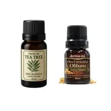 Kit Óleos Essenciais Olíbano + Melaleuca 100% Naturais | Regeneração da Pele, Antiacne e Purificante