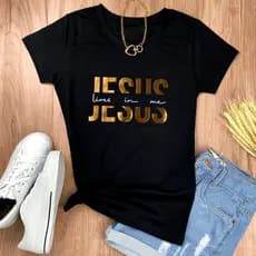 Camiseta Camisa Jesus Cristo Moda Evangélica Feminina Gospel 100% Algodão