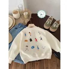Moletom Casual com Gola Redonda para Meninos Jovens com Estampa de Retrato, Primavera