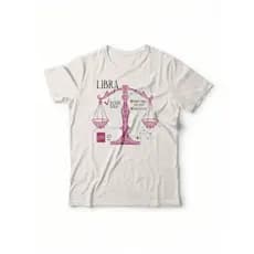 Camiseta Signo Libra Studio Geek Casual Branco Fosco