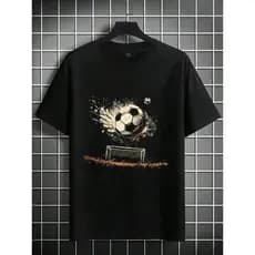 Camiseta Casual  Infantil De Manga Curta Para Meninos Adequado Algodao Básica  Estampa Personalizada De Bola