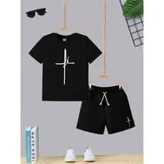 Kit Camiseta + Short Conjunto Juvenil Infantil Algodão Confortável Fé Roupa