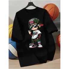 Camiseta Casual E Colorida Infantil Manga Curta E Simples Adequado Para Crianças algodão Estampa De Menino Estiloso