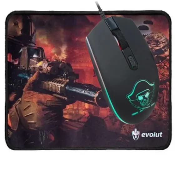 kit Mouse Gamer Usb 1200dpi Led  + Mouse Pad Speed 25x21 Cm Bordas Costuradas