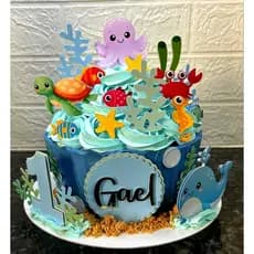 Topo de Bolo Fundo do Mar Topper Festa de Aniversário Mesversarios Meninos Decoração para Bolos