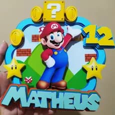 Topo de Bolo Jogos Game Topper Super Mario Cake Topper em Camadas