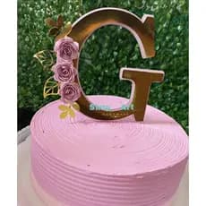 Topo Letra Inicial do Nome com Flores Enfeite pra Bolo Decoração de Bolo Topo em Camadas