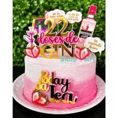 Topo para Bolo Doses de Gin Enfeite para bolos Doses de Gin em Camadas Cake Topper Personalizado Festa Boteco