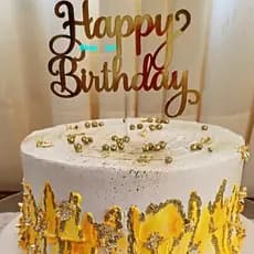 Topo de Bolo Happy Birthday Dourado, Roxo, Outras Cores, Festas Decoração Cake Topper Feito de Lamicote 250g