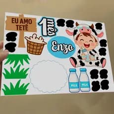 Topo de bolo impresso Eu Amo Tetê Mesversário Meninos Topo de bolo Simples Festa em Casa