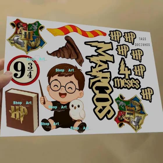 Topo de Bolo impresso Harry Potter Baby p/ Meninos Topo Mesversários Festa 1 no Festa em Casa (ENVIO IMEDIATO)