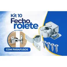 Fecho Rolete Zincado para Móveis de Madeira Aço Carbono + Roldanas Plástico Par Macho + Fêmea