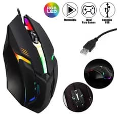 Mouse Gamer Para Jogo K2 Luminoso USB 1600 DPI Ajustável LED RGB Brilhante