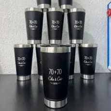KIT 10 COPOS TÉRMICOS 473ML PERSONALIZADOS A LASER - SUA LOGO OU NOME!