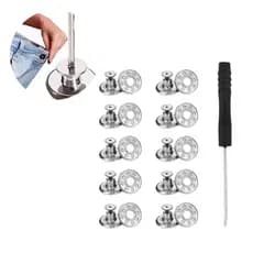 Kit 10 Botão Metal Reparo Fixação Sem Costura Calça Jaqueta