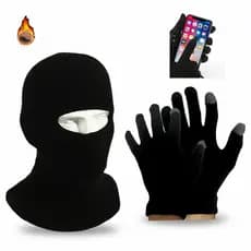 Balaclava Toca Ninja Bala clava Motoqueiro + Luva de Frio Touch Screen Antiderrapante