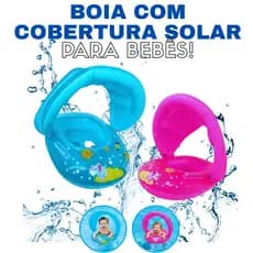 Boia Infantil Para Bebê Inflável Com Cobertura Menino Menina Piscina Praia Bote Proteção Solar