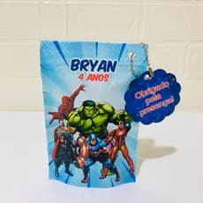 kit Lembrancinha festa infantil saquinho metalizado personalizado vingadores - saco metalizado vingadores