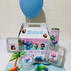 Kit festa embalagem de aniversário na escola personalizada Stitch - Kit festa escolar - Caixa festa na escola