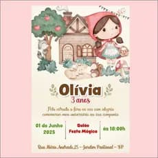 20 Convites personalizados festa chapeuzinho vermelho - convite infantil chapeuzinho vermelho - convite para escola