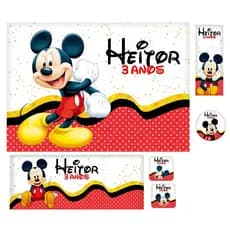 27 kits festa embalagem aniversário na escola personalizada mickey - festa escolar - festa infantil