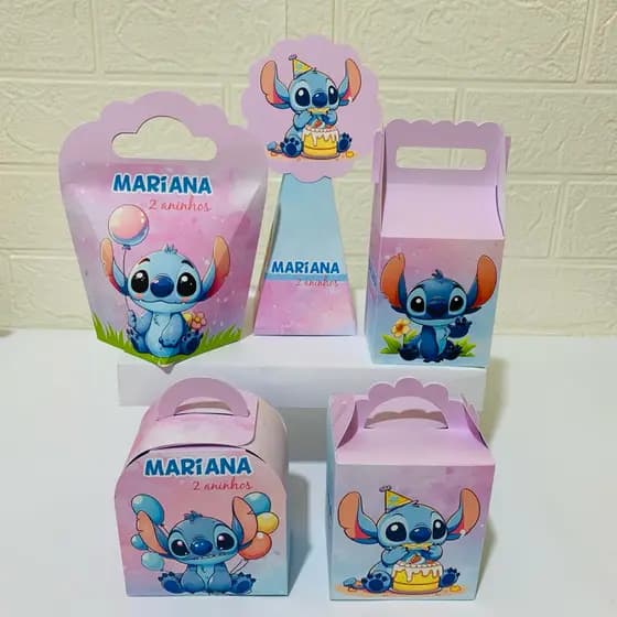 Personalizados Stitch menina rosa PEGUE E MONTE lembrancinhas de aniversário só um bolinho