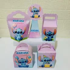 Personalizados Stitch menina rosa PEGUE E MONTE lembrancinhas de aniversário só um bolinho