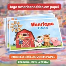 Jogo Americano Personalizado para Festa Infantil - Vários temas -Festa infantil - Sousplat festa infantil