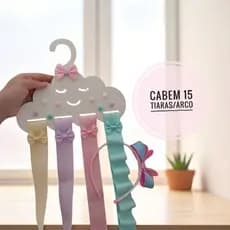 Cabide Porta laços e arcos/Tiara Organizador de acessorios de menina modelo Nuvem em MDF branco