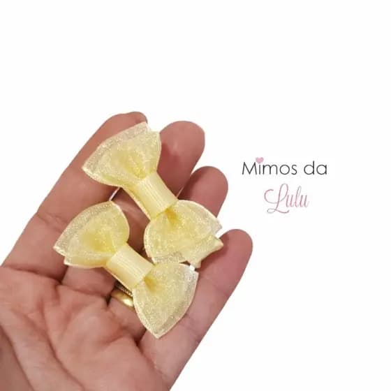 Par de Laços em organza para bebê presilhas de menina bico de pato ou fita.