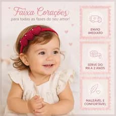 Tiara de bebê coração, laço coração rn com strass RN a 2 anos.
